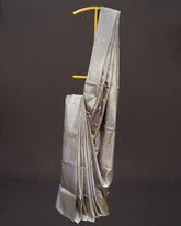 Graceful Grey Tissue Kanjivaram Silk Saree with Floral Weaving